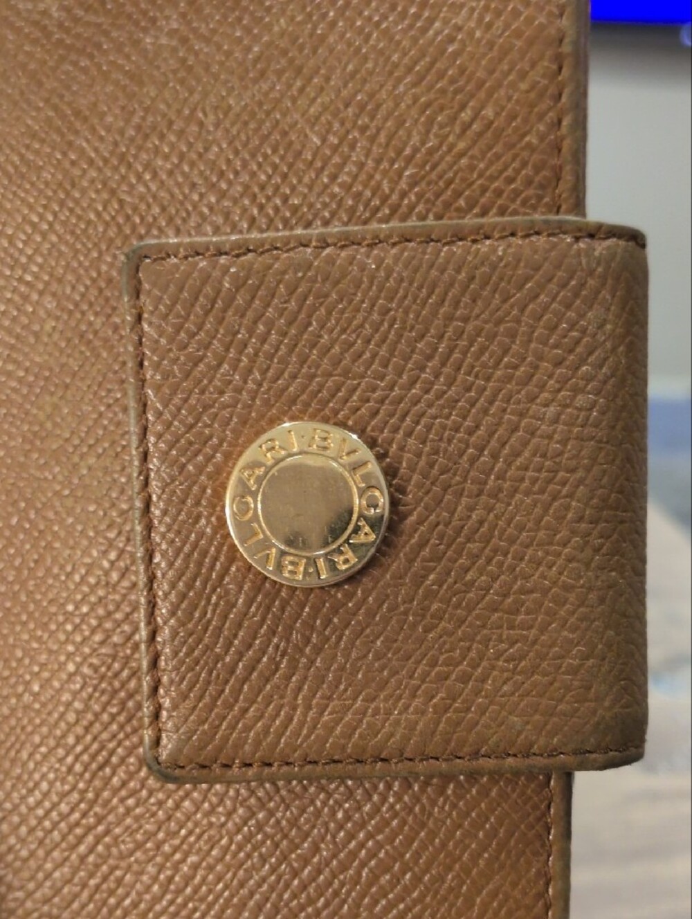 BVLGARI Vintage Classico Leather Compact Bifold Wallet Camel Tan Gold - Picture 10 of 12